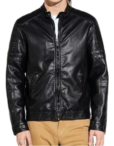 Campera Pu Moto Hombre Gola