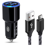 Cargador De Coche Rápido Android, Cable Micro Usb De Carga R