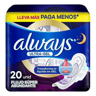 Toallas femeninas Always nocturna ultra invisible 20 uds | MercadoLibre