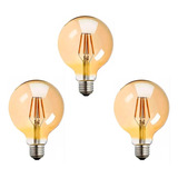 Kit 3 Lâmpadas Filamento Led G95 Vintage E27 4w 2200k Bivolt