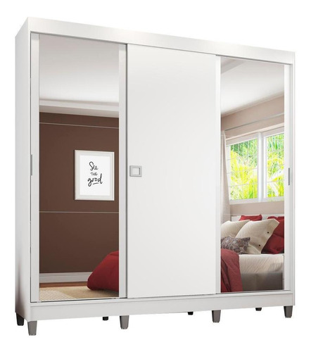 Guarda-roupa Casal Madesa Napoli 3 Portas C Espelho Com Pés Cor Branco 1082092ecp