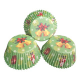 * 75 Capacillos Verde Campanas Navidad Cupcakes Fondant