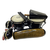 Kit De Percusión  Bongo Campana Maraca  Clave Guiro Negro