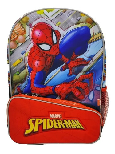 Mochila Espalda Spiderman Hombre Araña 16 Pulgadas 40x30cm Color Rojo