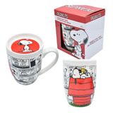 Taza Para Cafe C/tapa Y Caja Snoopy Peanuts Porcelana 354ml