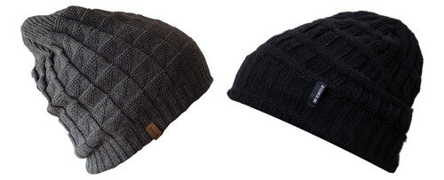 Combo 2 Gorros Lana Gris Negro Otros Colores Calidad Premium