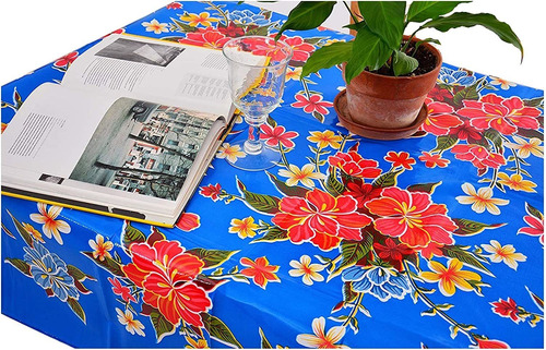 Mantel De Hule Con Flores De Hibisco Para Patios, Mesas...