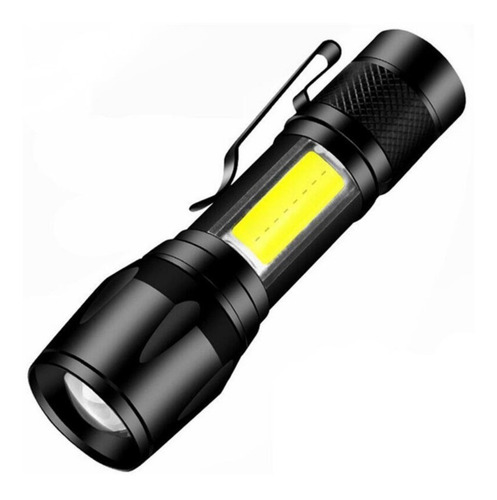 Linterna Mini Tactica Led Cob Recargable Por Usb Con Zoom Color De La Linterna Negro Color De La Luz Blanco