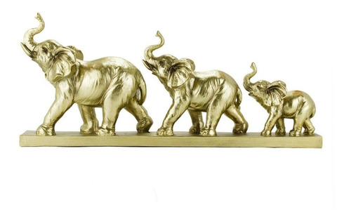 Elefante Dourado Crescendo 47cm - Resina Animais