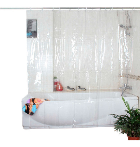 Cortina De Baño  1,80 Mts De Alto Pvc Cristal Transparente