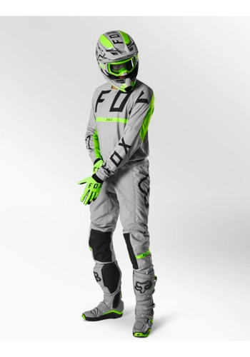 Conjunto Equipo Adulto 360 Merz Gris Fluor Motocross Atv Fox