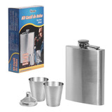 Cantil Porta Bebida Inox Whisky Uisque Vodka 2 Copos 200ml