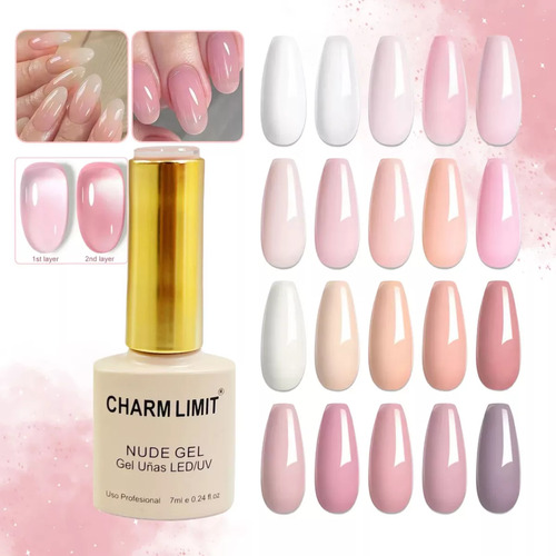 Esmaltes X3 Semipermanentes Nude Gel Uñas Led Uv Cabina 7 Ml