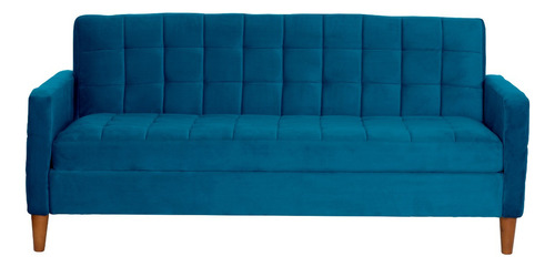 Futon Genova  Tela Velvet Azul Petroleo