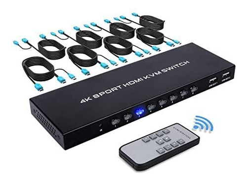 Chaveador E Seletor Usb Kvm Hdmi 8 Portas C/cabos E Controle