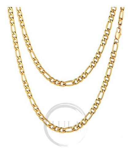 Collar Cadena De Hombre Acero Quirurgico Dorado Figaro 0.5cm