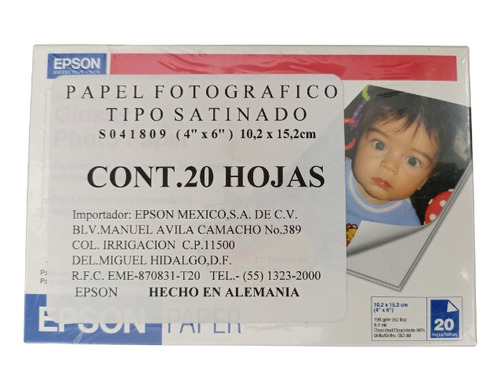 Papel Photo Epson Glossy Paper 4x6 20 Hojas