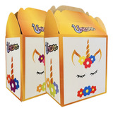 35 Cajas Dulceros Unicornio Fiesta Carton Aguinaldos Bolo