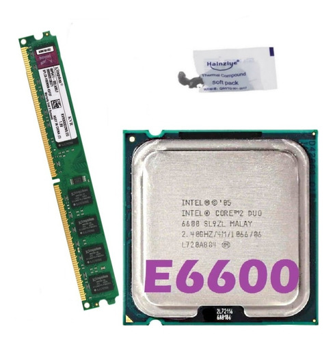 Kit Memória Ddr2 800mhz 2gb + Core 2 Duo E6600 2.40ghz 4mb 