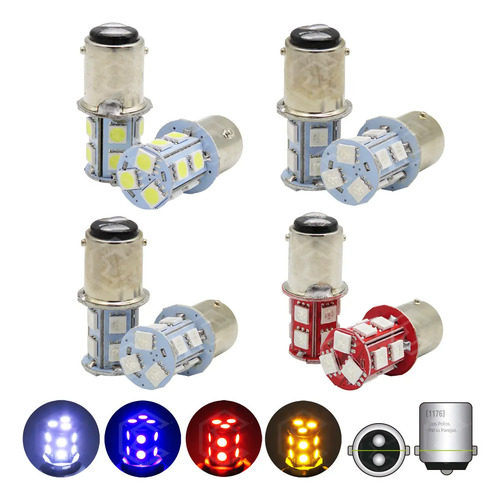 Par De Focos 13 Leds 1176 2 Polos Con Patas Parejas Fijo 12v