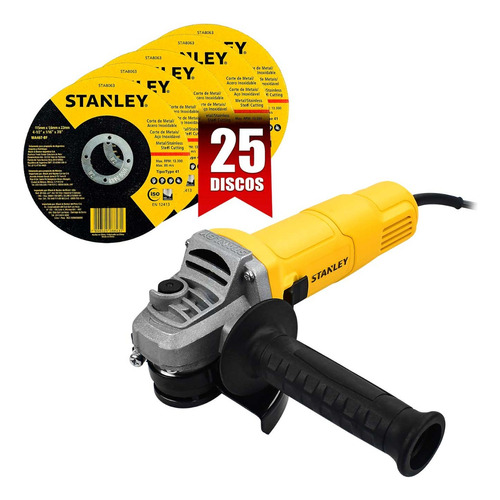 Esmeriladora Stanley Sg6115-b3 4-1/2 PuLG + 25 Discos