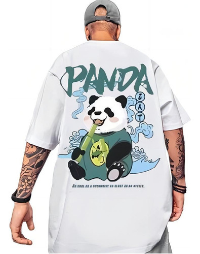 Camiseta Deportiva Manga Corta Con Estampado Panda Hombres