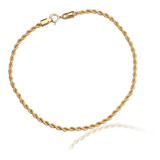 Pulseira Feminina De Ouro 18k Cordão Baiano Torcido 2,20mm Comprimento 18.5 Cm