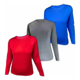 Kit 3 Camisas Segunda Pele Proteção Uv Dryfit Blusa Feminina