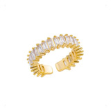 Anillo Cristales Swarovski Ajustable Chapado Oro 10k Mujer