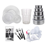 Set Juego Hogar Vajilla Vasos Bateria Cocina Cubiertos