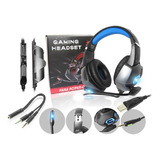 Fone De Ouvido Gamer C/ Ajuste De Volume P/ Ps4 / Cor Azul