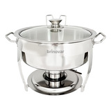 Rechaud Redondo Banho Maria Aço Inox Brinovar 5 Litros