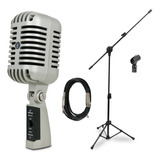 Microfone Arcano Vintage Am-v3-pl + Pedestal + Cabo Xlr-p10
