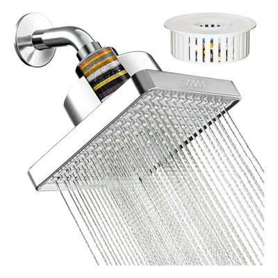 Regadera Ommo OM503 6'' con Filtro Agua 20 Etapas Cromado Alta Presión Plata | Meses sin interés