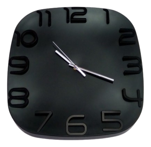 Reloj Decoracion Pared Analogico Grande Negro Plastico