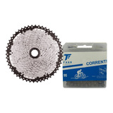 Kit Cassete 9v 11/42 K7 Para Bike + Corrente 9v 116 Elos Mtb