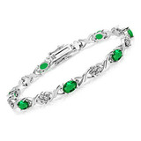 Pulsera De Tenis De Plata 925 Con Esmeralda Verde Para Mujer