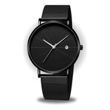 Reloj Pulsera Fox Negro Minimalista, Calendario