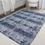 Tapete Para Sala/quarto Antiderrapante 1,00 X 1,40 Jacquard Desenho Do Tecido Mesclado Azul