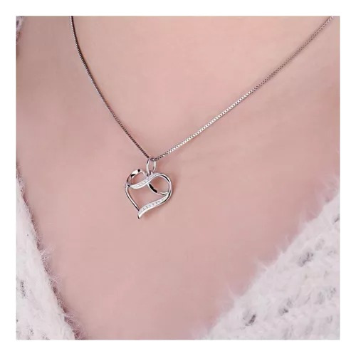 Hermoso Collar Corazón Infinito Amor Plata 925 Diamante