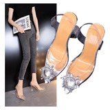 Zapato De Tacón Cristal Alto Puntiagudo Moda Para Dama Mujer