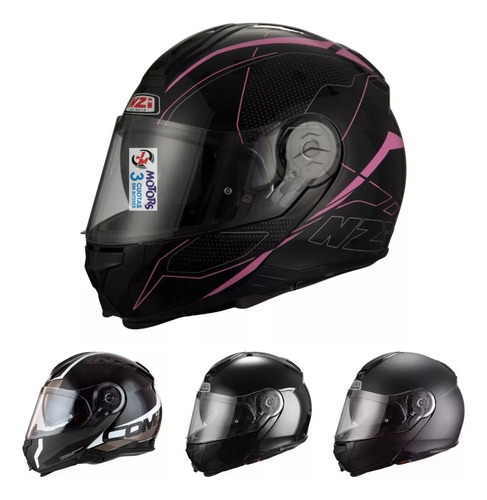 Jm Casco Rebatible Moto Nzi Combi Duo Shock Black Gloss Matt