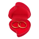 Par De Alianças Lisa 4mm Noivado Casamento Dourada Com Caixa