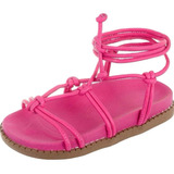 Papete Infantil Sandália Pink Rasteirinha De Amarrar Birken