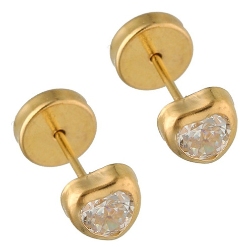 Aros Abridores Lili Oro 18k Corazón Cubic 4mm Li-127 C