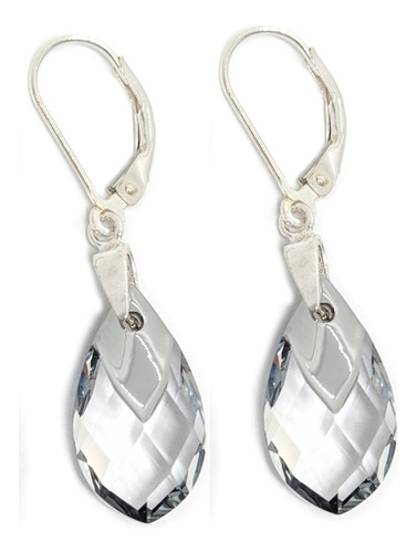 Aros Con Cristal Swarovski Gota 18mm Plata 925