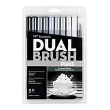 Tombow Dual Brush Escala De Grises 10 Marcadores Duales 