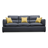 Sofa De Piel Genuina Padua - Confortopiel Color Gris Oxford