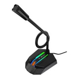 Microfono Gamer Usb Rgb Para Pc Streaming Meetion Mc 15 Color Negro