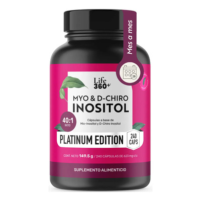 Inositol Platinum Myo Inositol D-chiro Inositol Ratio 40:1 - 240 Cápsulas | LIFE360+ | Meses sin interés